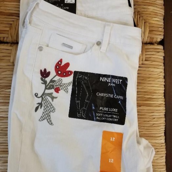 nine west embroidered jeans